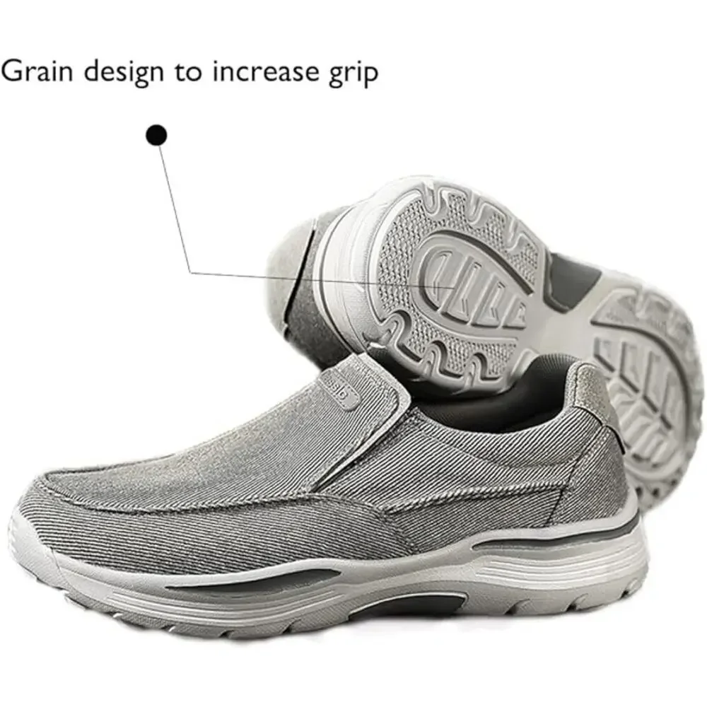 NWT ~ Men's Casual Gray Canvas Lightweight Loafers Walking Shoes ~ Size 11